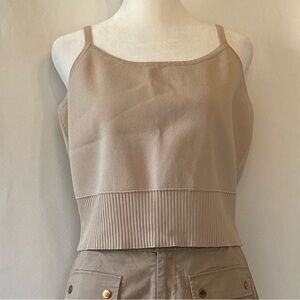 The Limited Collection Beige Strappy Cropped Knit Minimalist Tank Top Size XL